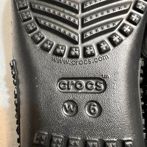 Authentic Crocs W6 – Black Crystal-Studded Sandals | Great Condition Comfortable - Picture 2 of 5